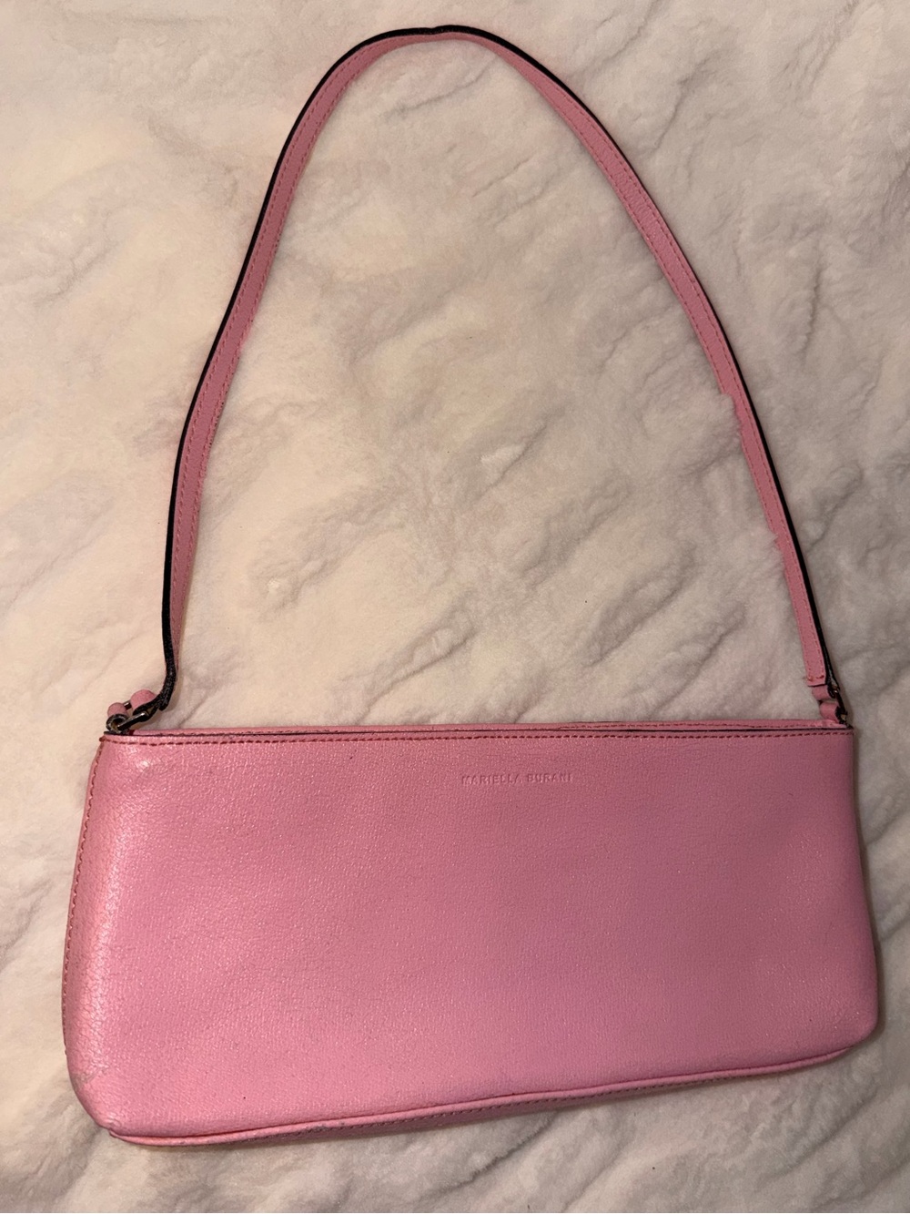 Vintage Mariella Burani Pink Italian Leather Baguette Shoulder Bag Y2K